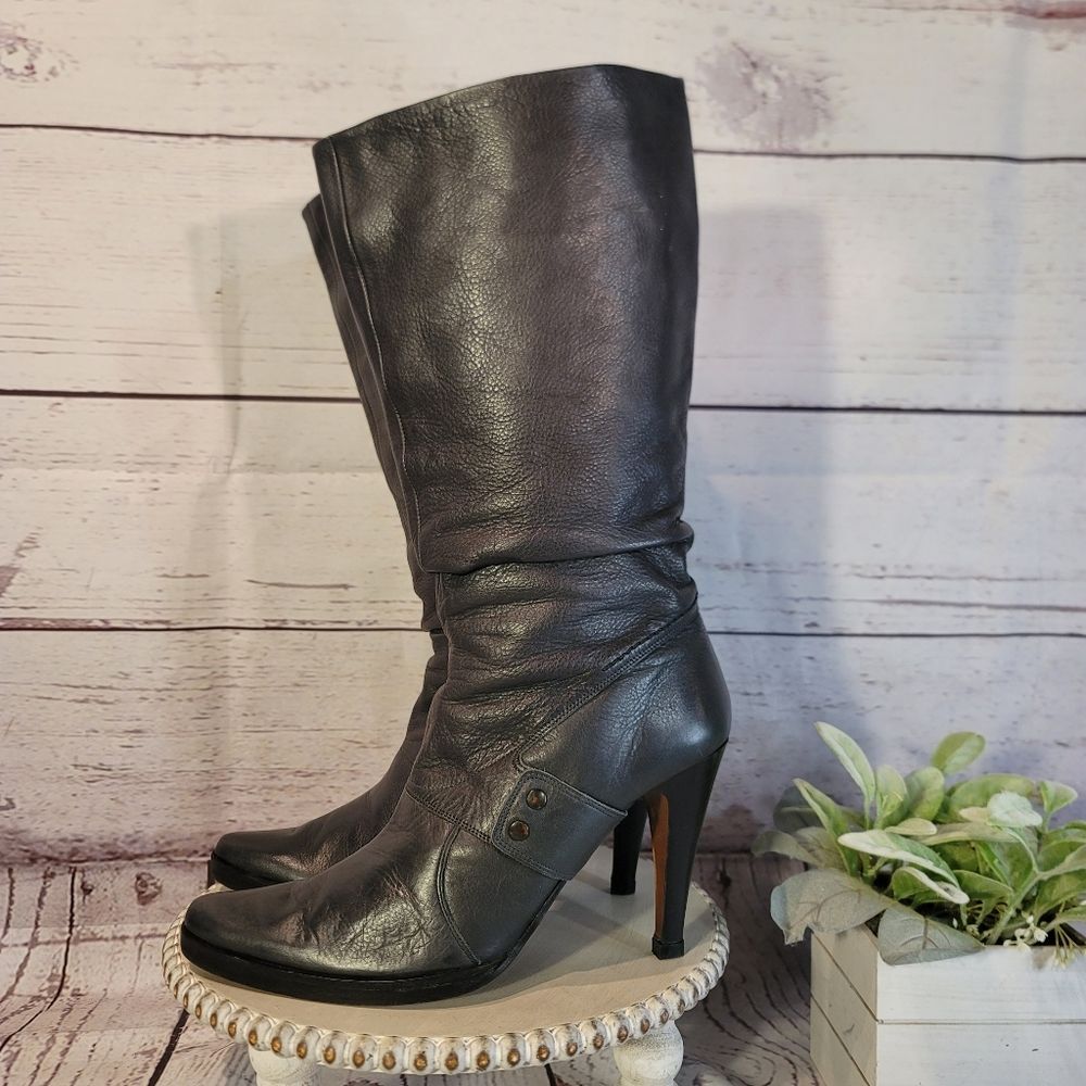 True Religion Women's Charcoal Gray Below The Knee Design & Stiletto Heel Boots - Picture 5 of 12
